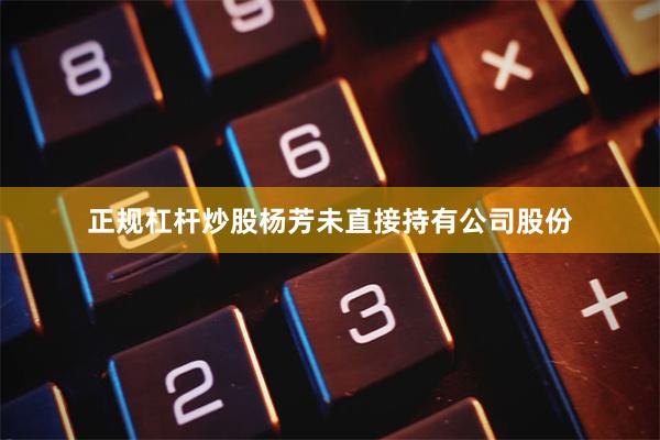 正规杠杆炒股杨芳未直接持有公司股份